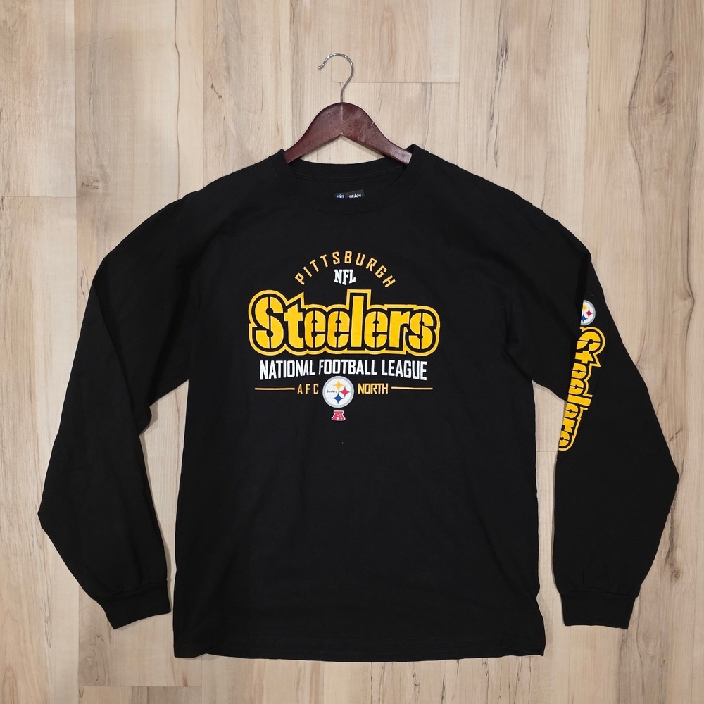 NFL Team Apparel Pittsburgh Steelers Long Sleeve Shirt Black Mens L AFC North